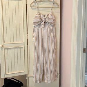 Pin striped cropped jumpsuit